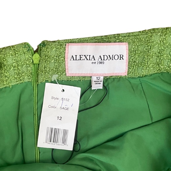 Alexia Admor Green Tweed Mini Skirt Size 12 - Picture 4 of 5